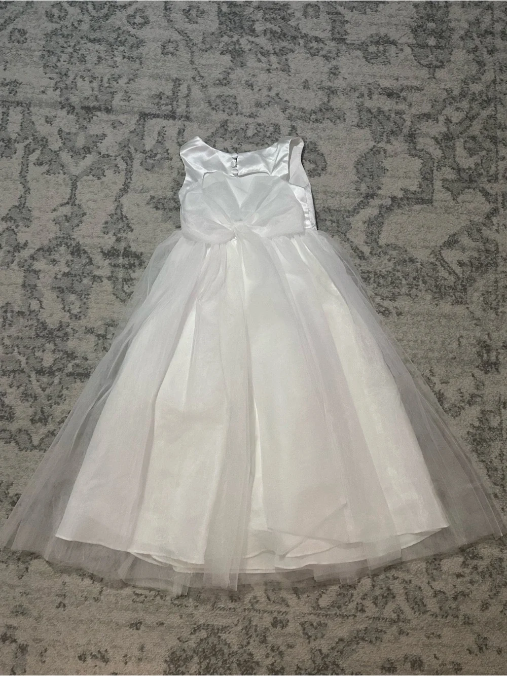 Azazie Muni Ivory A-line Bow Tulle Flower Girl Dress